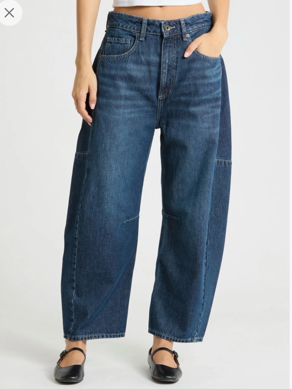 rag & bone High-Rise Barrel Jeans in Dark Blue Denim
